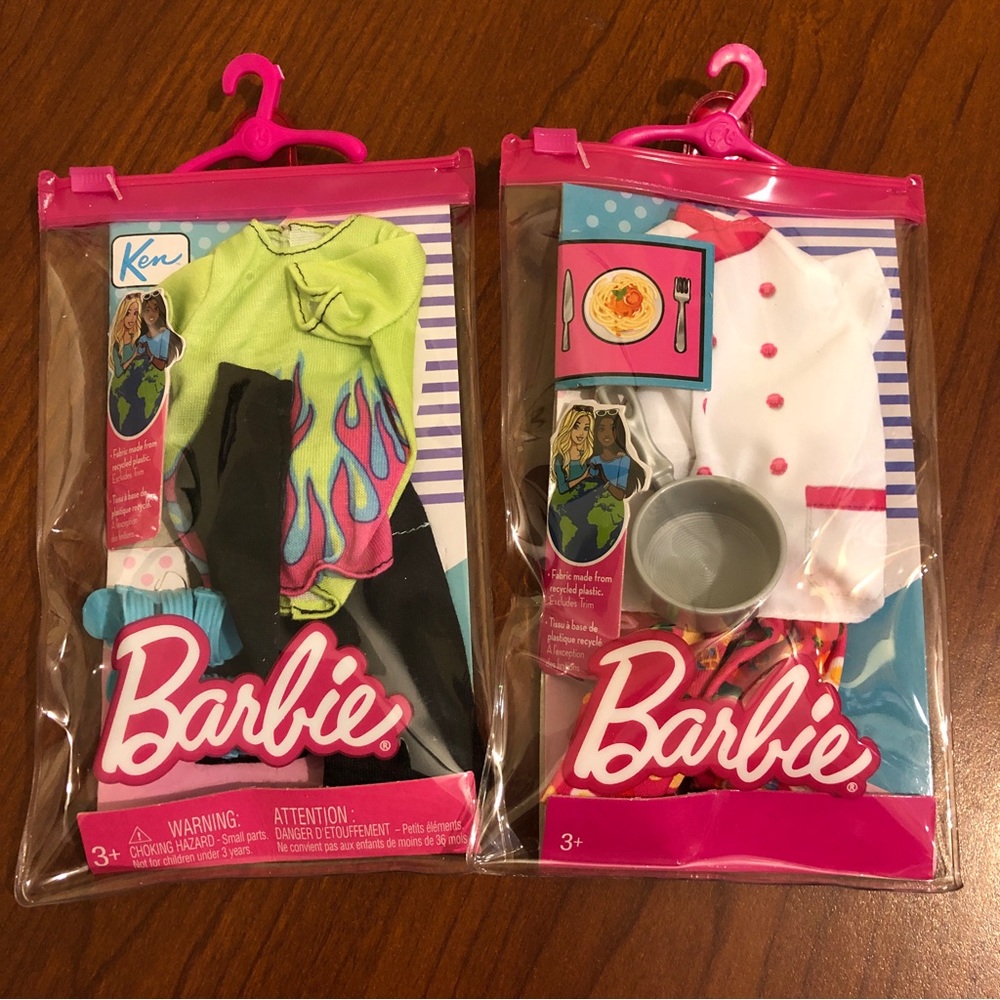 2 New Barbie & Ken Fashion Pack Doll Clothing Set